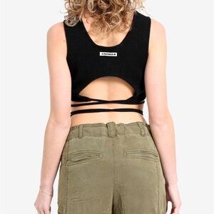 Black Ribbed Knit Crop Top